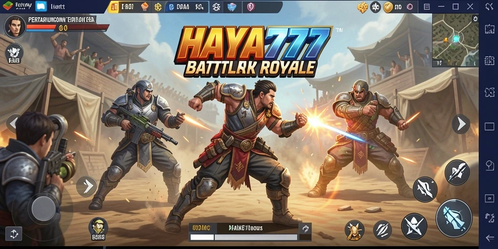 Screenshot HAYA777 menampilkan aksi seru di arena Battle Royale.