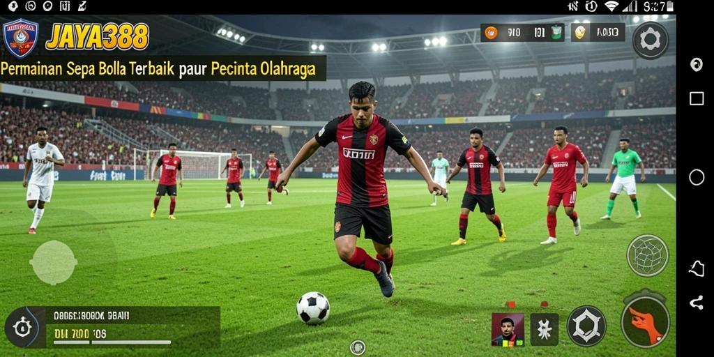 Tampilan gameplay JAYA388 dengan aksi sepak bola yang seru.