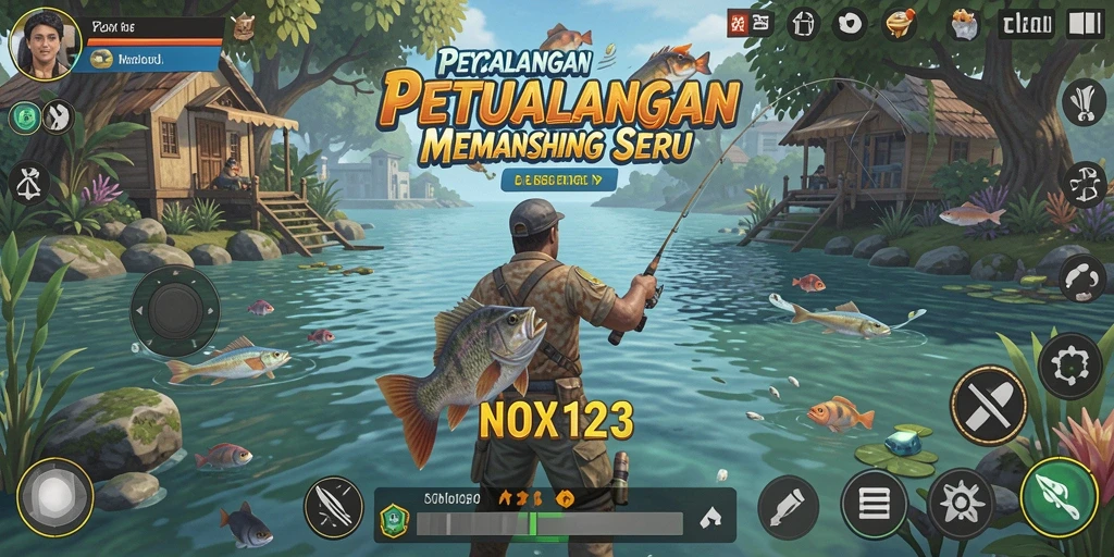 Tampilan menarik gameplay memancing di NOX123.