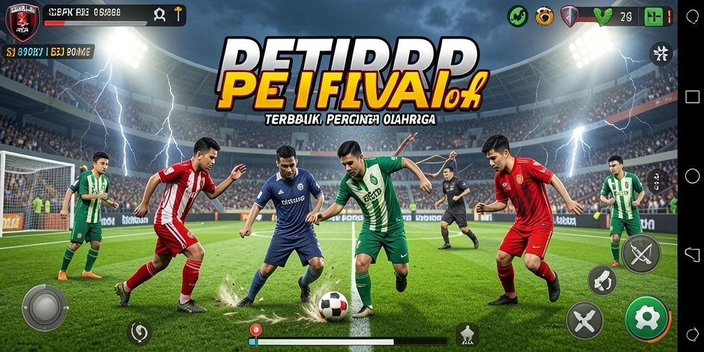 Tampilan gameplay <strong>PETIRRP</strong> yang menegangkan dan penuh aksi dalam pertandingan sepak bola.