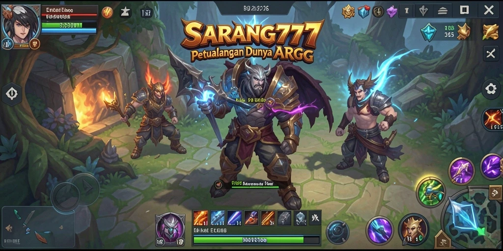 Tangkapan layar SARANG777 menunjukkan pertarungan epik dalam dunia ARPG.